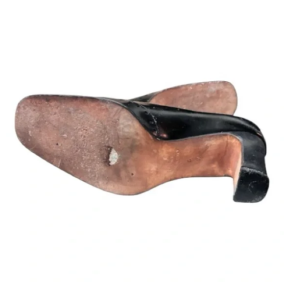 Vintage Anne Klein Black All Leather Wingtip Oxford Pumps Square Toe Italy 6 - Picture 9 of 16